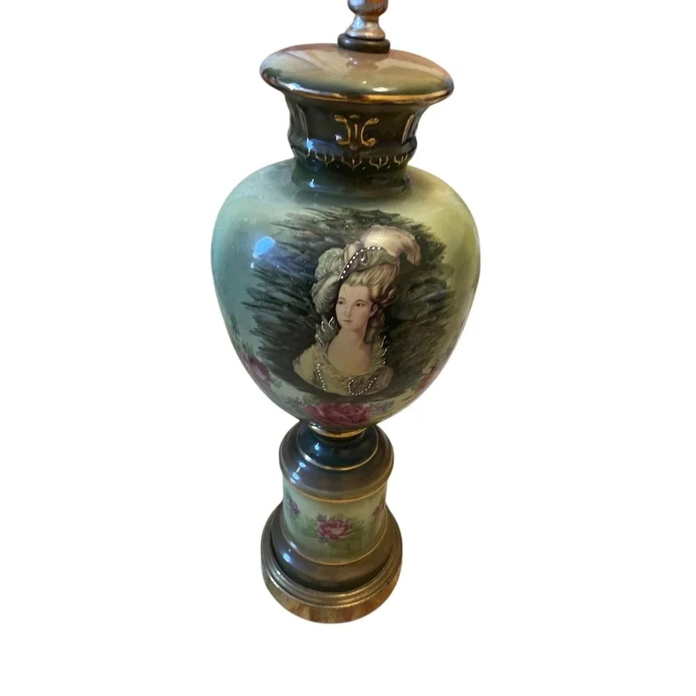 Early 20th Century Hand-Painted European Porcelain Table Lamp;